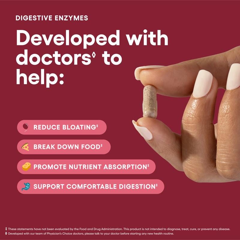 Physician‘s Choice Digestive Enzymes + Probiotics | Bloating Relief & Gut Health Support – One Capsule with Meals