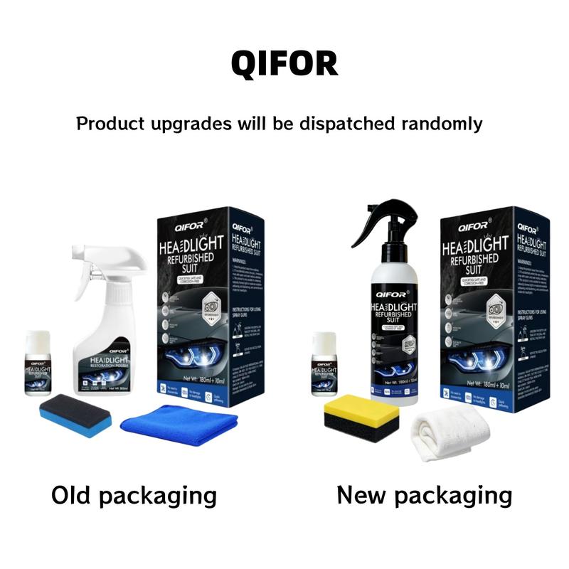 QIFOR Headlight Restoration Fluid | UV Protection & Crystalline Coating – Restore Yellowed, Oxidised Headlamps to Crystal Clear