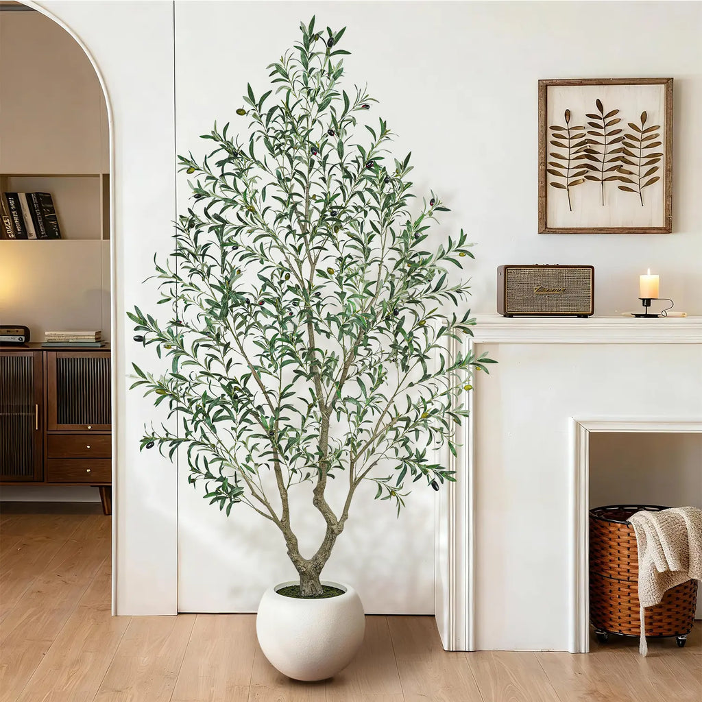 Premium Faux Olive Tree with Thick Natural Trunk (150cm - 240cm Deluxe Plant)