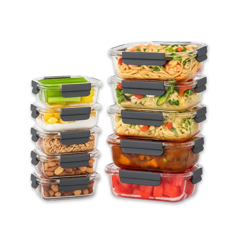 Straame 10-Piece Glass Food Storage Set (Oven, Microwave & Dishwasher Safe)