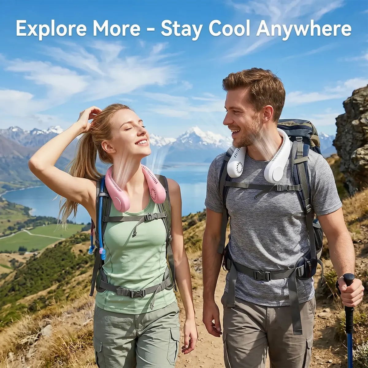 Ultra-Lightweight Bladeless Neck Fan (Hands-Free 360° Cooling Airflow)