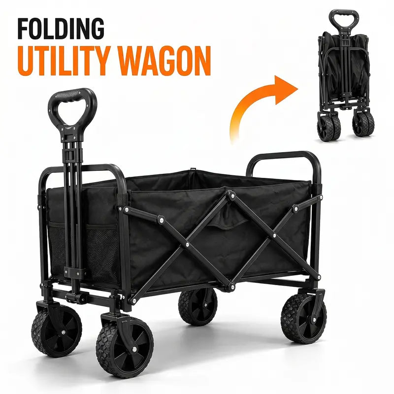 WeCharmer Collapsible Wagon with Drop-Down Tailgate