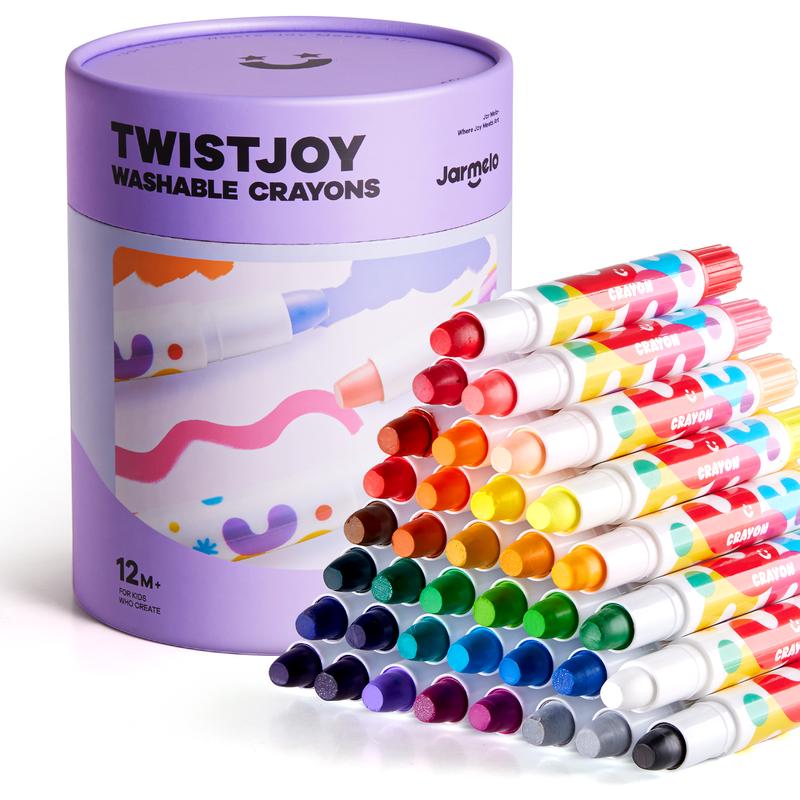 Jar Melo Jumbo Twist Crayons for Toddlers | Easy-Grip, Washable & Non-Toxic – Silky Smooth Colouring Fun for Little Hands