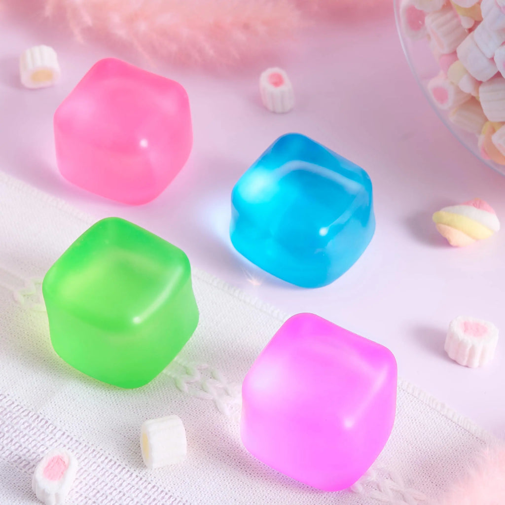 JOYIN 4-Pack Stress Cube Fidget Toy | High-Density Slow-Rise Sensory Squishy – Perfect for Kids & Adults, Great for Party Favours & Gifts