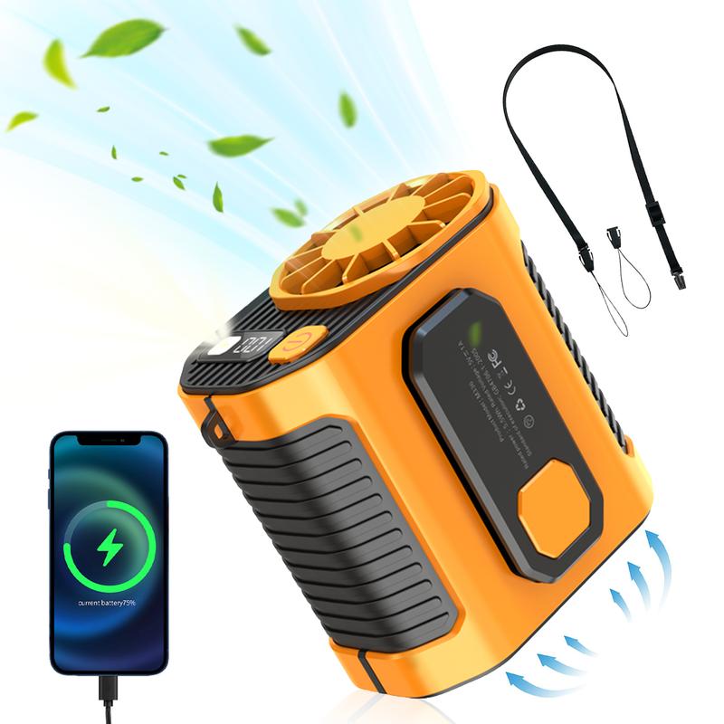 PADOX Wearable Waist Fan | 5000mAh Rechargeable with 10 Speeds & USB Power Bank – Hands-Free Cooling for Work, Travel & Outdoors