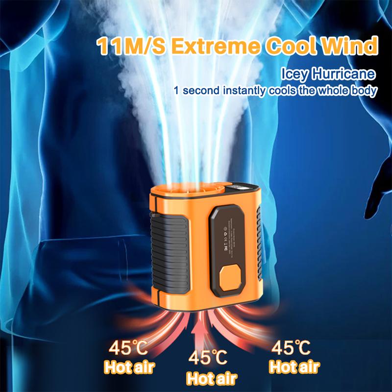 PADOX Wearable Waist Fan | 5000mAh Rechargeable with 10 Speeds & USB Power Bank – Hands-Free Cooling for Work, Travel & Outdoors