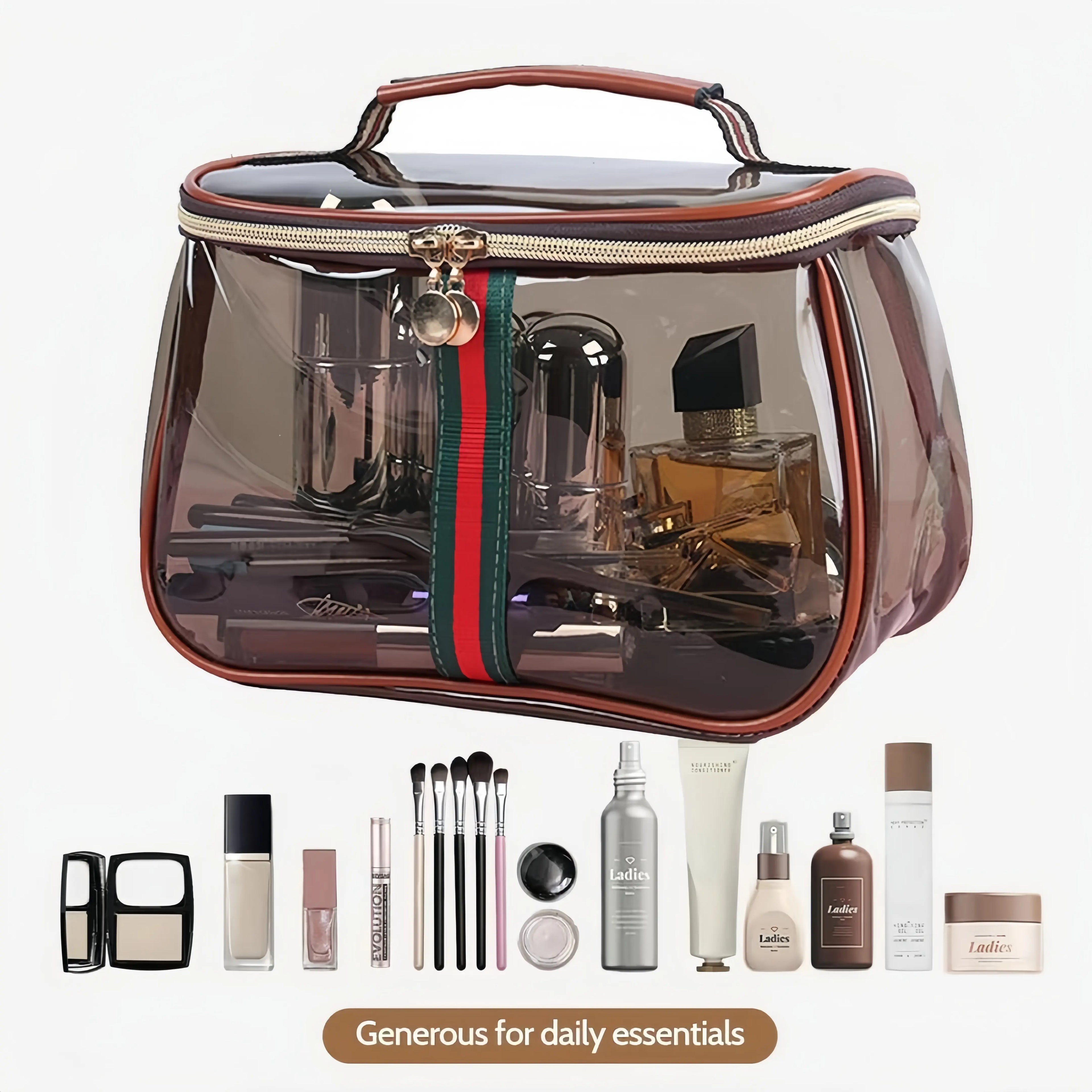 3-Pack Retro Vanity Makeup Bag Set | Large-Capacity, Waterproof & Transparent – Travel Storage for Toiletries, Skincare & Cosmetics