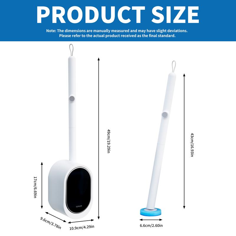 SOPAMI Disposable Toilet Brush Kit | No-Touch Cleaning with 32 Refill Heads – Rotating Head for Under-Rim & Corners, Perfect for Home & Caravan
