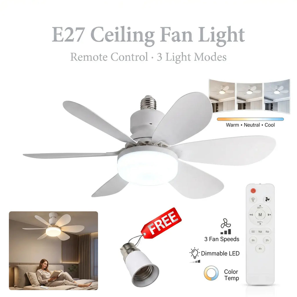 Modern 2-in-1 LED Ceiling Fan Light | Screw-In Smart Cooling Fan for Modern Homes
