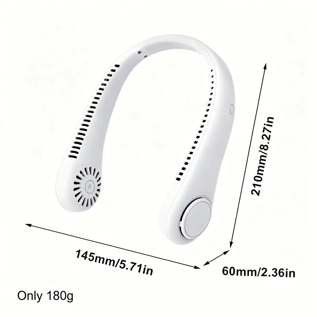 Ultra-Lightweight Bladeless Neck Fan (Hands-Free 360° Cooling Airflow)