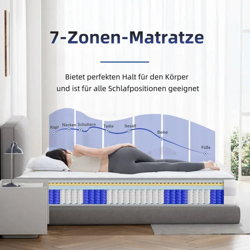 CHICASA Ergonomische 7-Zonen Matratze (25cm Höhe | 10 Schichten für perfekten Schlaf)