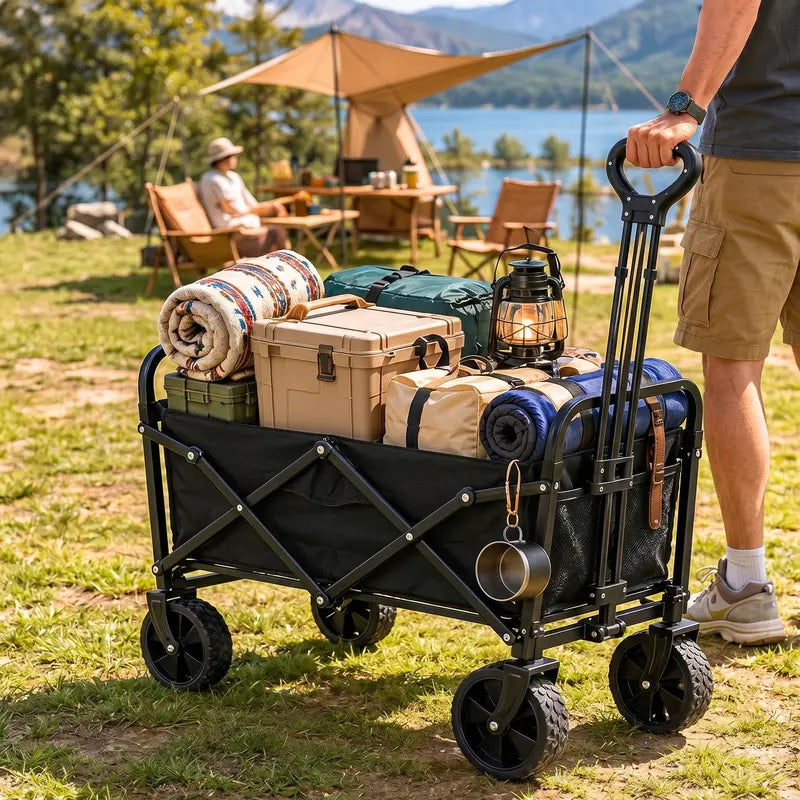 WeCharmer Collapsible Wagon with Drop-Down Tailgate
