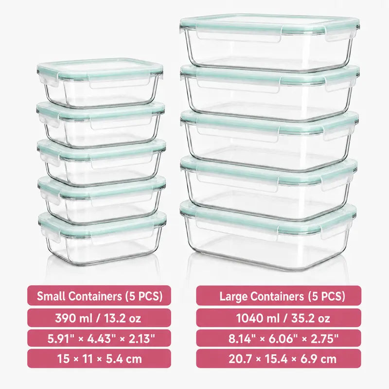 Premium Borosilicate Glass Food Storage Containers (8-Pack)