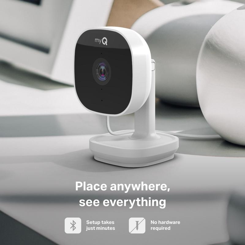 myQ Smart Indoor Security Camera | HD Night Vision with Motion Alerts & Two-Way Audio – View from Your Phone, Anywhere, Anytime