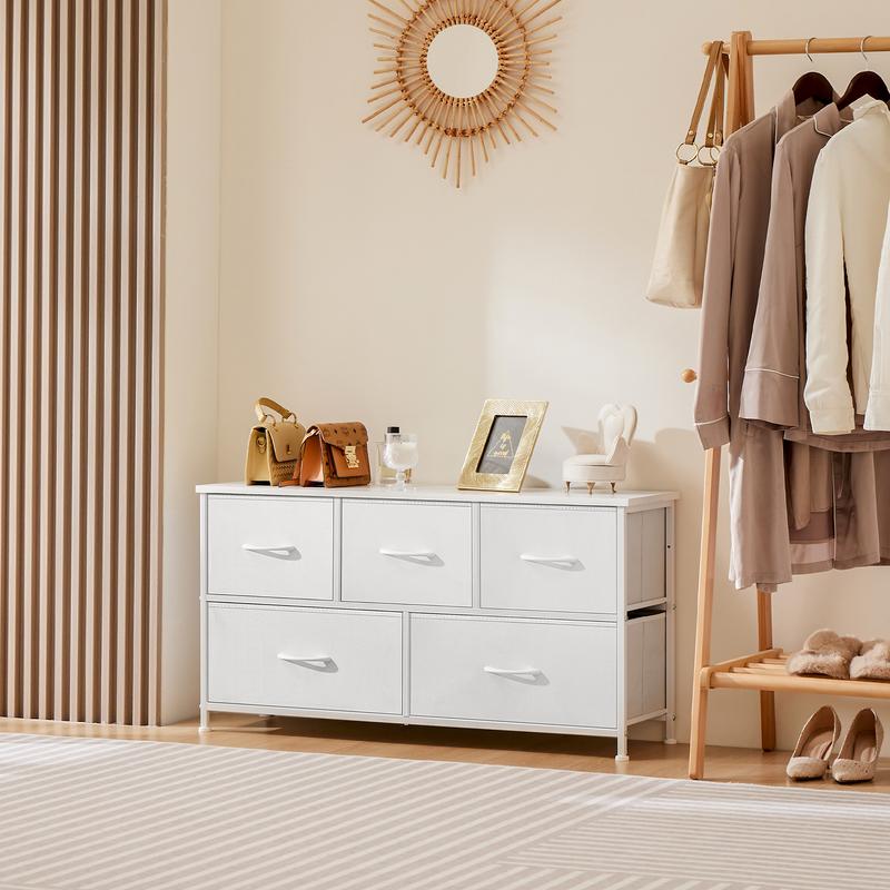 Sleek 5-Drawer Storage Tower (Space-Saving Fabric Chest for Clothes & Closets)