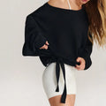 GLOWMODE™ One-Shoulder Silky Smooth Sweatshirt with Drawstring