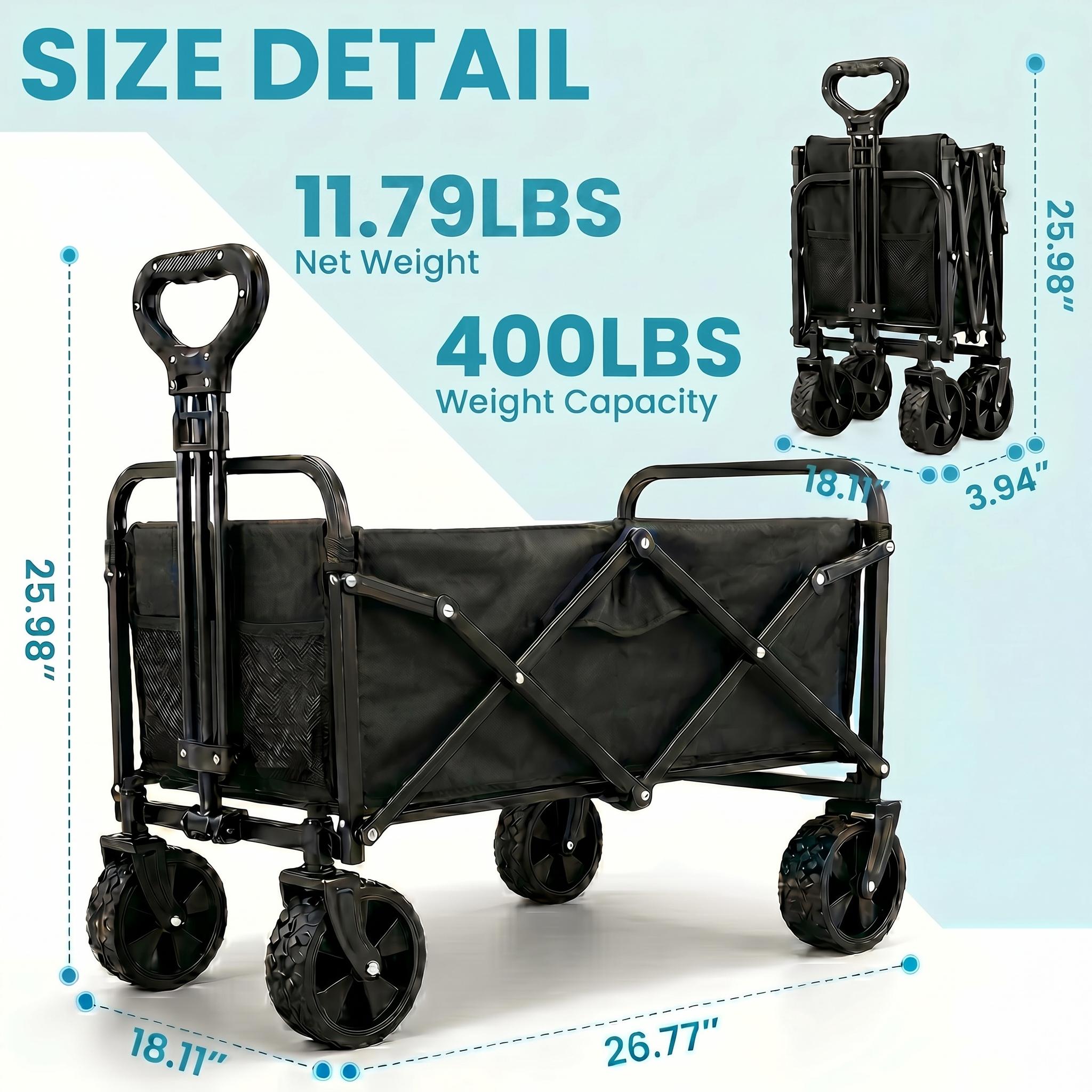 WeCharmer Collapsible Wagon with Drop-Down Tailgate