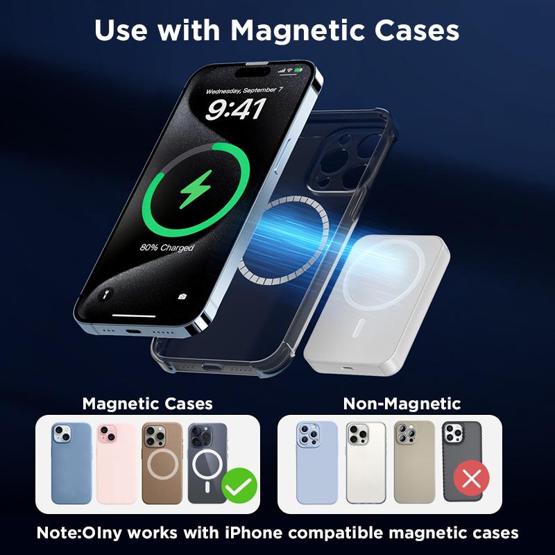 MagSafe-Compatible 5000mAh Power Bank (Pocket-Sized Wireless Charging)
