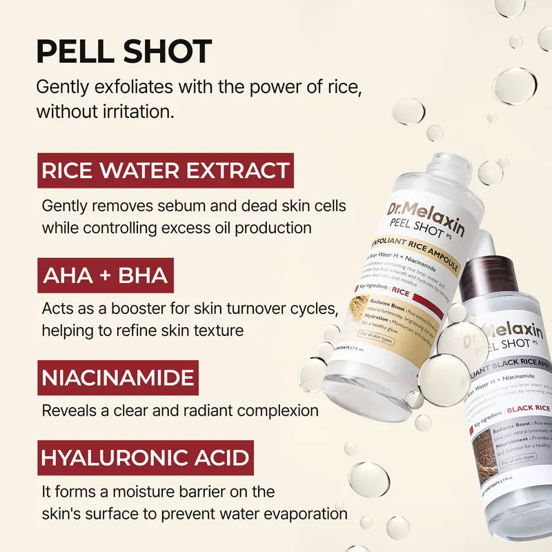 [Auction][Dr.Melaxin Official] White Rice 3-Step Glass Skin Set | With Niacinamide, PDRN & Rice Bran Water for a Radiant Korean Glow