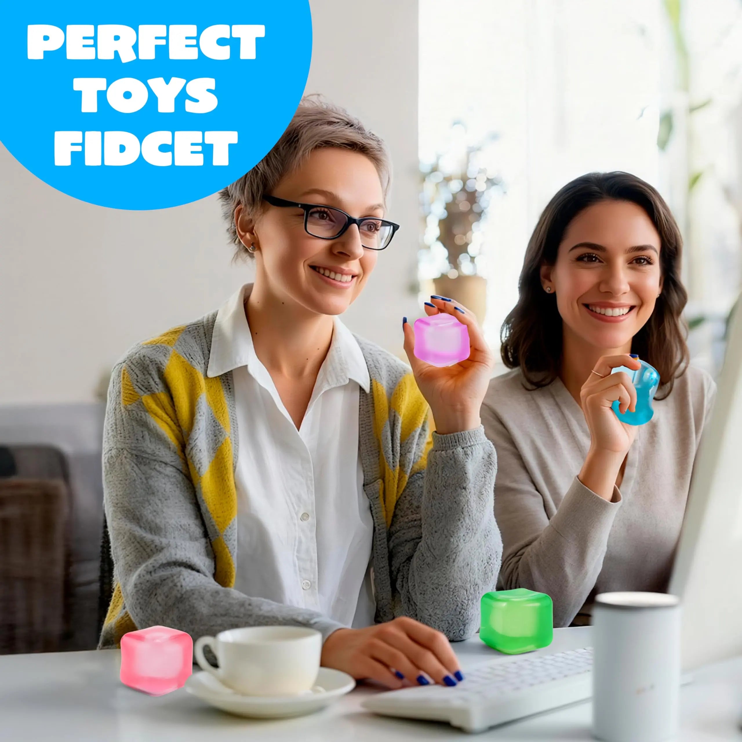 JOYIN 4-Pack Stress Cube Fidget Toy | High-Density Slow-Rise Sensory Squishy – Perfect for Kids & Adults, Great for Party Favours & Gifts