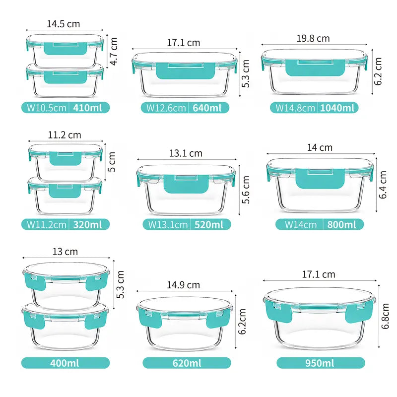 Premium Borosilicate Glass Food Storage Containers (8-Pack)