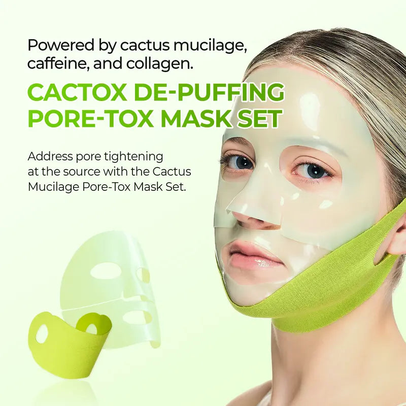 [Dr.Melaxin Official] CACTOX Essential 5-Step Pore Tightening Starter Set with Cactus Cooling Reduce Puffiness & Pore Tightening for Visible Skin Repair
