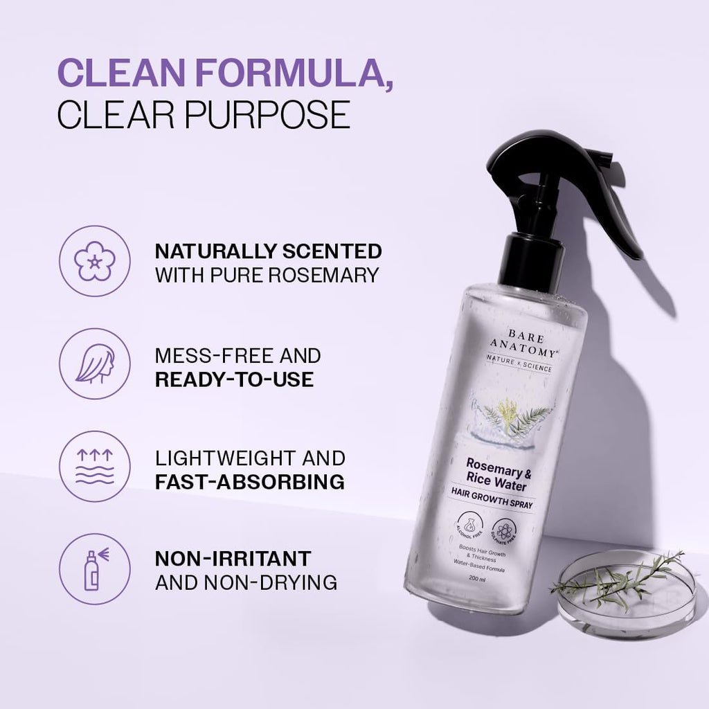 Bare Anatomy Rosemary & Rice Water Mist (Fast-Absorbing & Non-Greasy)