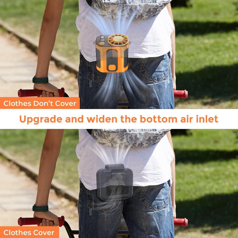 PADOX Wearable Waist Fan | 5000mAh Rechargeable with 10 Speeds & USB Power Bank – Hands-Free Cooling for Work, Travel & Outdoors