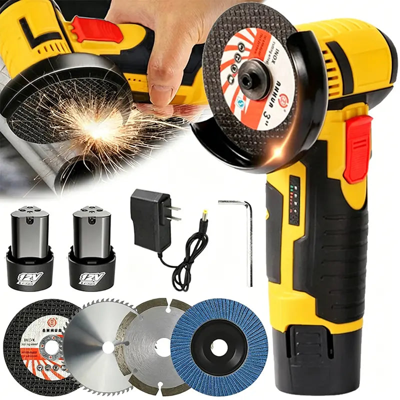 12V Cordless Mini Brushless Angle Grinder Kit (with 2x Batteries)