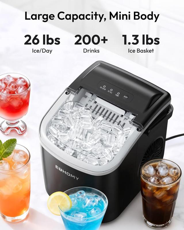 Euhomy Compact Bullet Ice Maker | Generates Fresh Ice in Just 6 Minutes