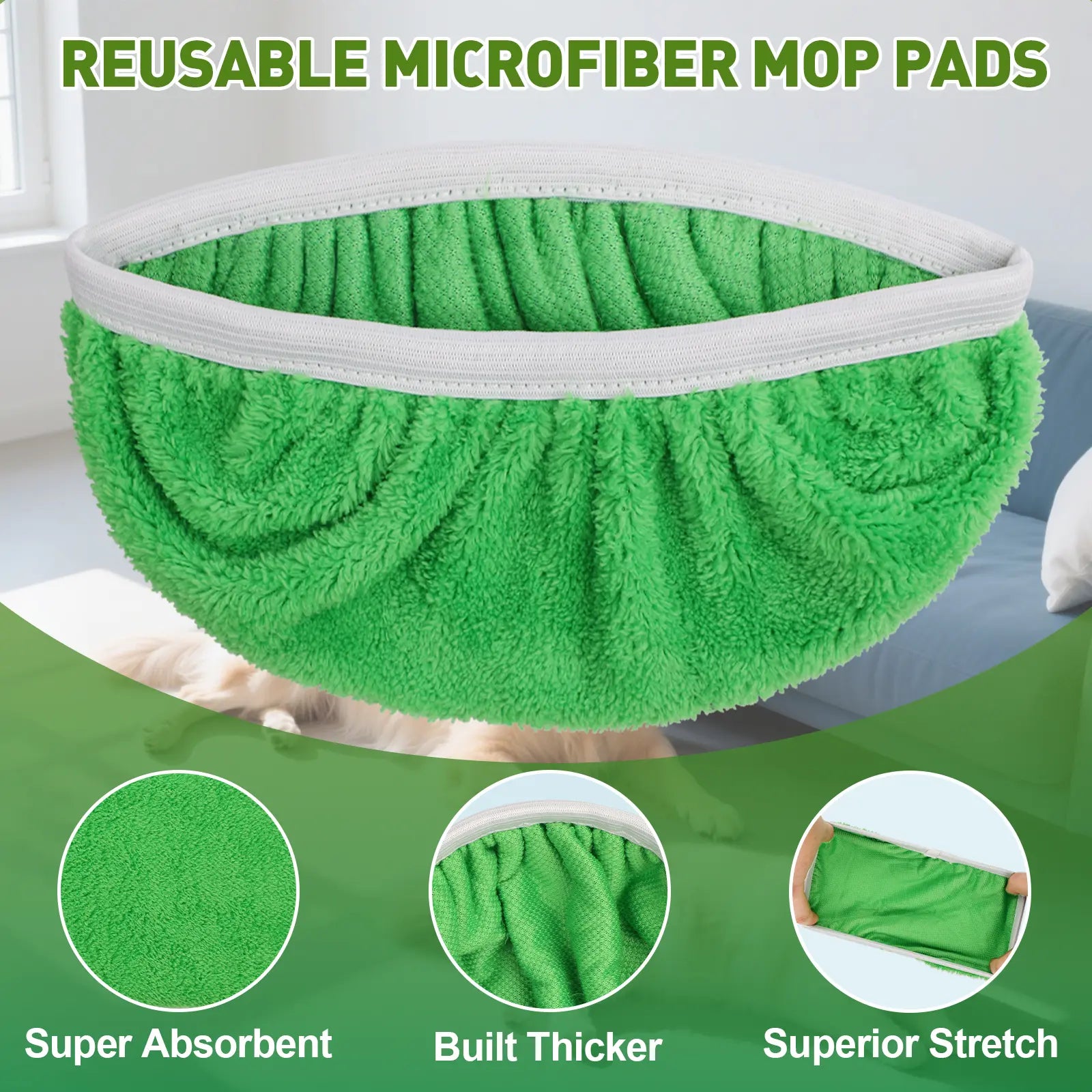 8-Pack Microfiber Mop Pads Compatible with Swiffer Sweeper – Reusable Wet & Dry Flat Mop Refills – Washable, for All Floor Types