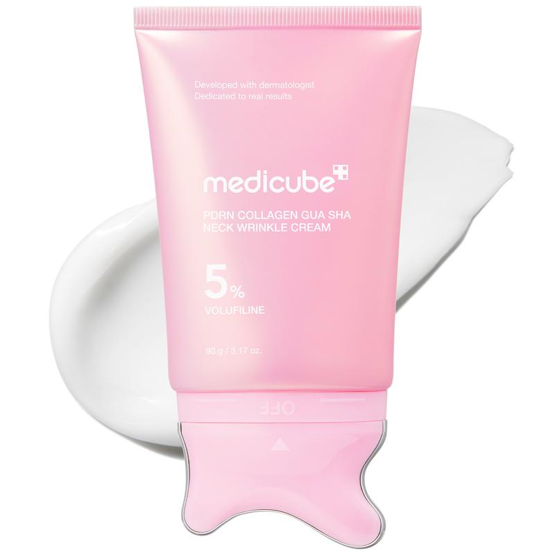 medicube PDRN Collagen Neck & Jaw Cream | Built-In Gua Sha Massager – Firm, Lift, Smooth Fine Lines