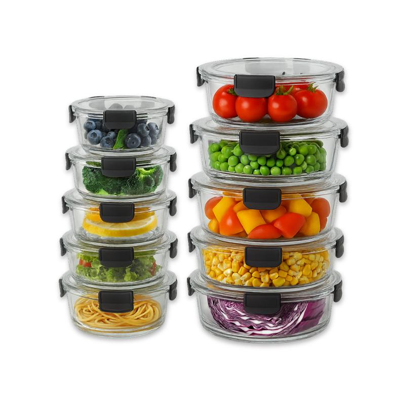 Straame 10-Piece Glass Food Storage Set (Oven, Microwave & Dishwasher Safe)