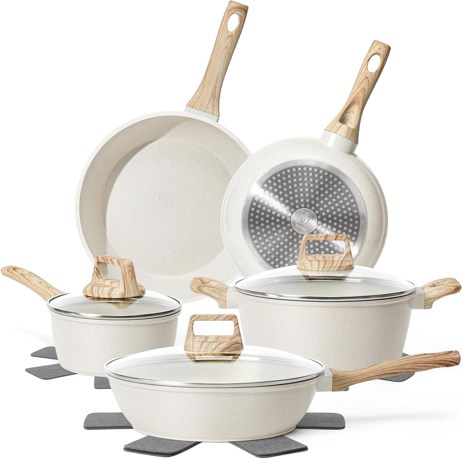 SODAY 12-Piece Healthy Granite Cookware Set(Toxin-Free & Non-Stick)