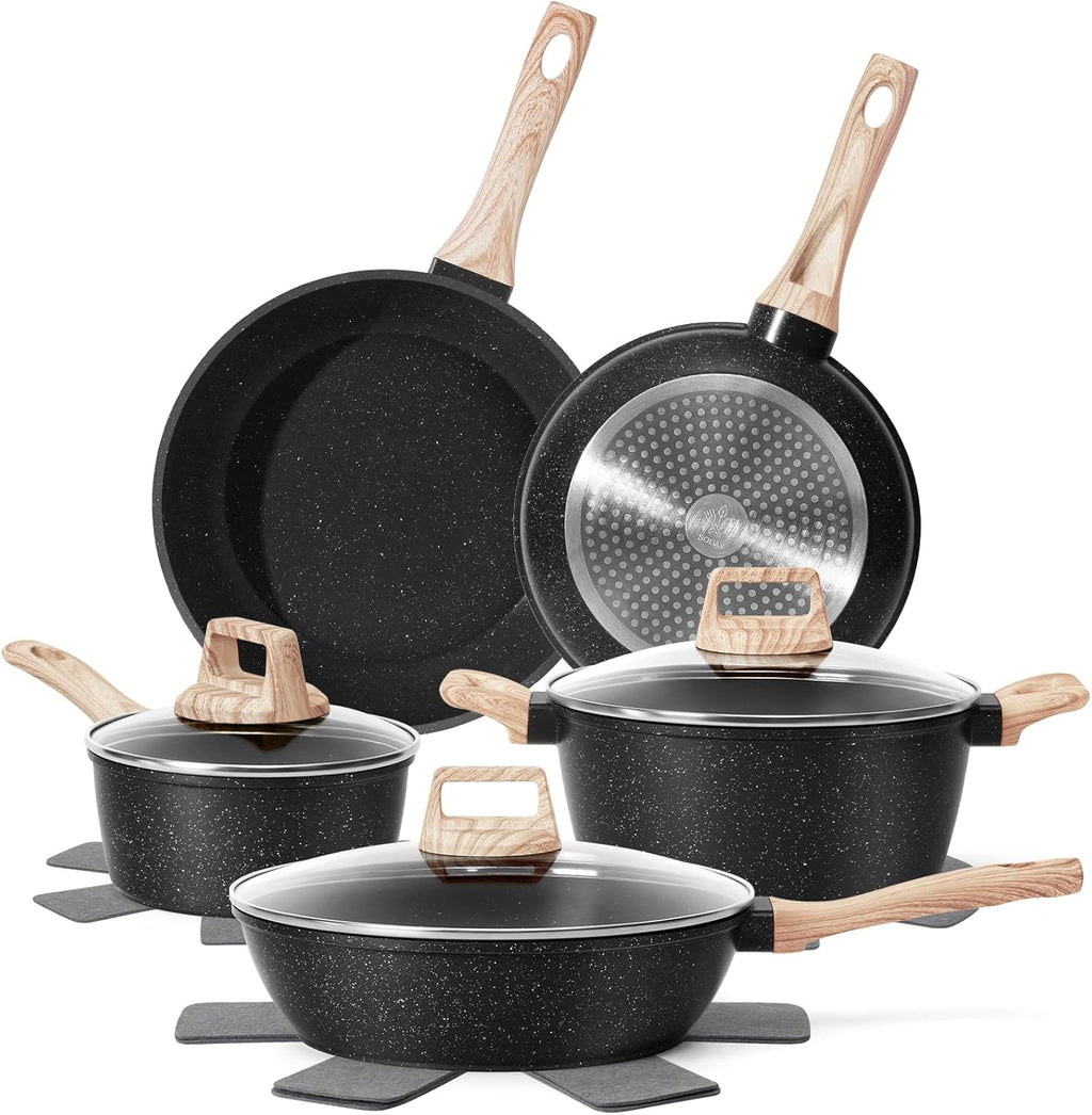 SODAY 12-Piece Healthy Granite Cookware Set(Toxin-Free & Non-Stick)