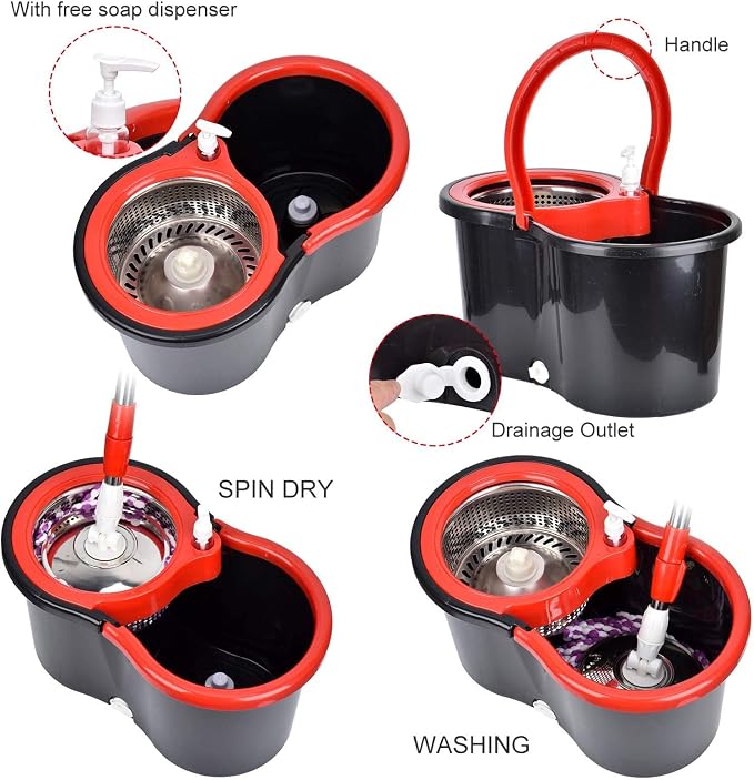 Spin Mop & Bucket Set with Hands-Free Wringer