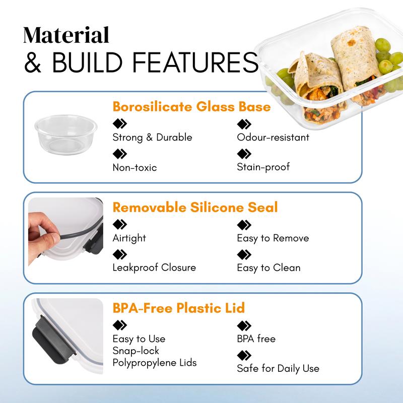 Straame 10-Piece Glass Food Storage Set (Oven, Microwave & Dishwasher Safe)