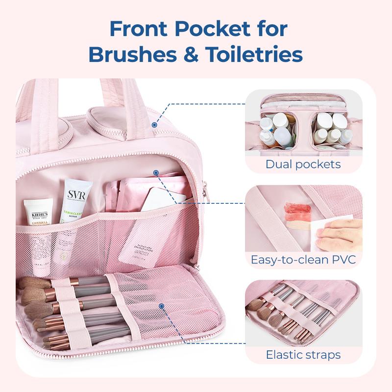 BAGSMART 4-in-1 Puffy Travel Toiletry Bag | Large-Capacity Organiser with Handle – Perfect for Makeup, Brushes & Holiday Essentials