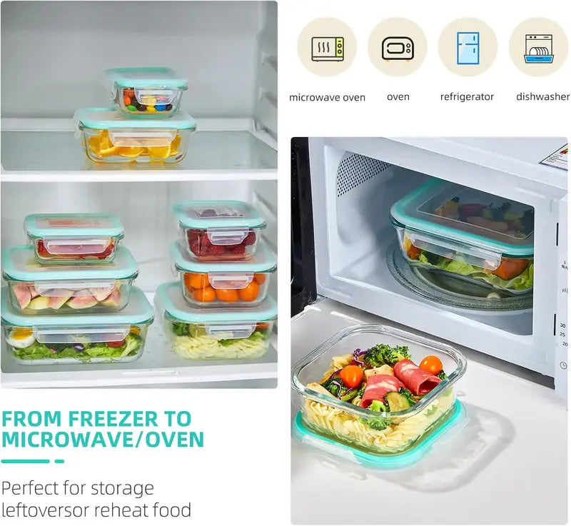 Premium Borosilicate Glass Food Storage Containers (8-Pack)