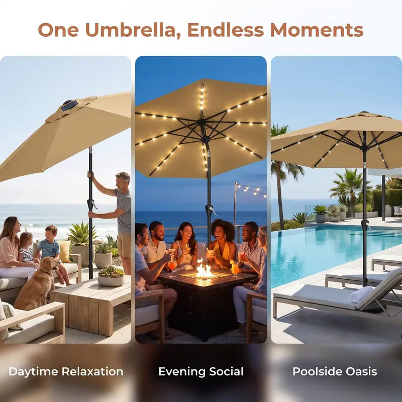 Garvee™ 10FT Solar LED Patio Umbrella (UPF 50+)