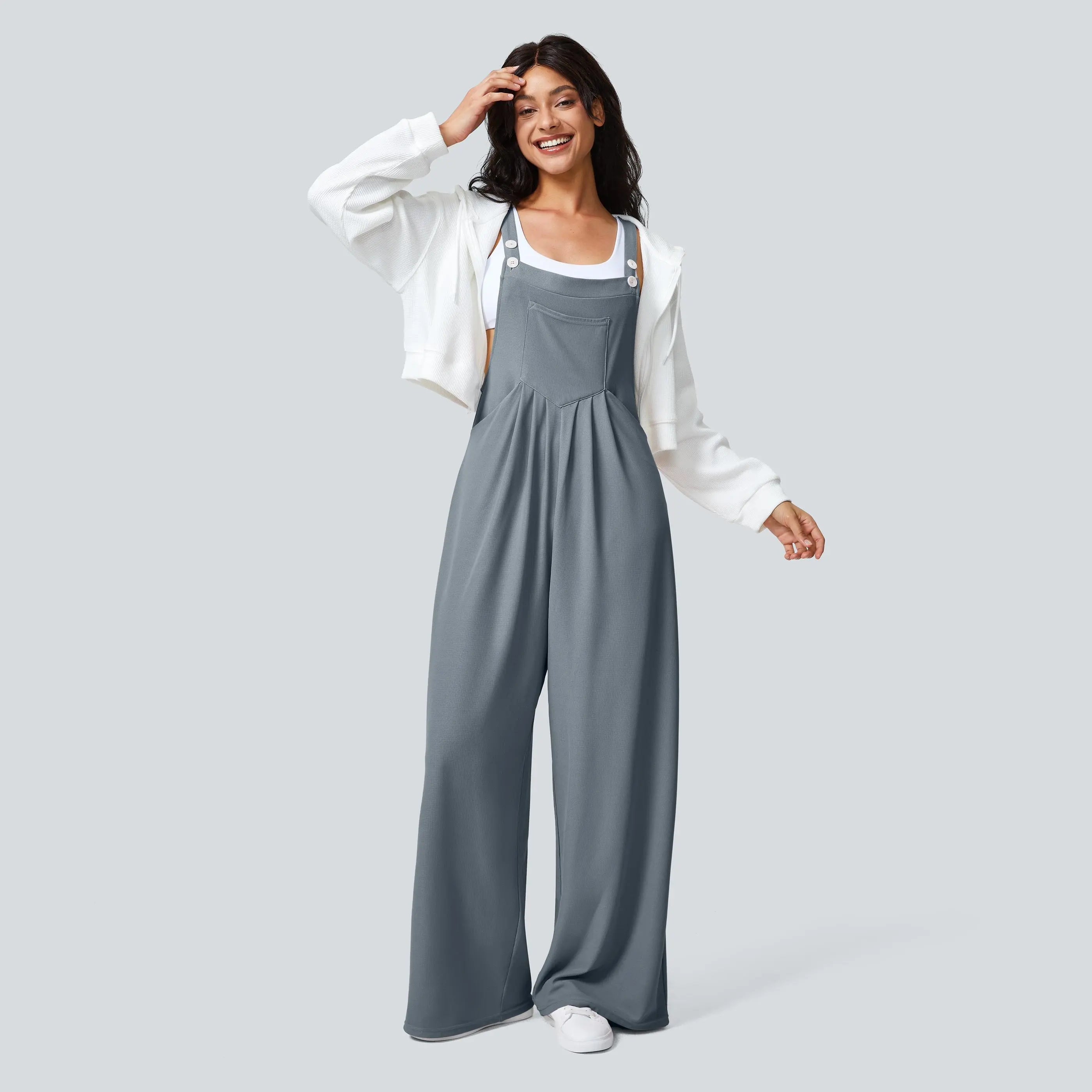 Halara™ Loose-Fit Waffle Jumpsuit with Side Pockets