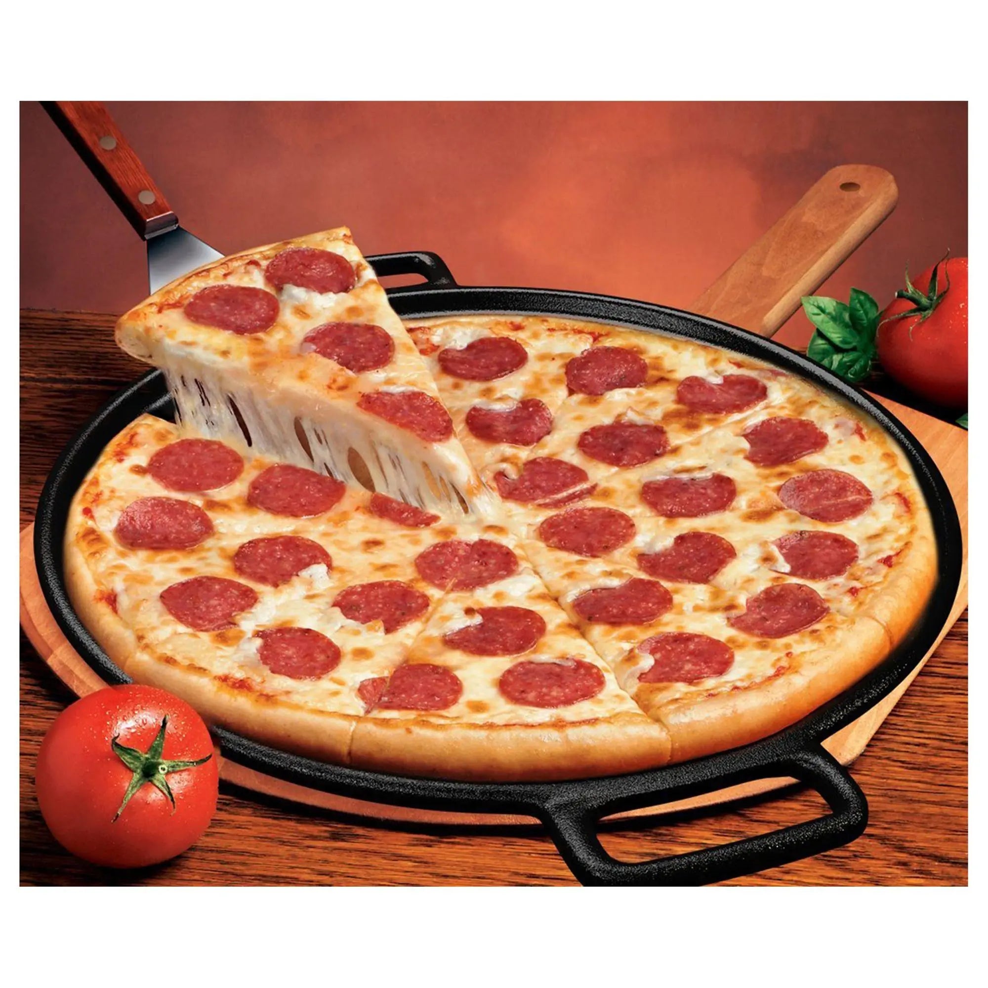 Home-Complete 14" Cast Iron Pizza Pan | Crispy Crust, Even Heat – Oven & Grill Safe, Perfect for Homemade Pizzas