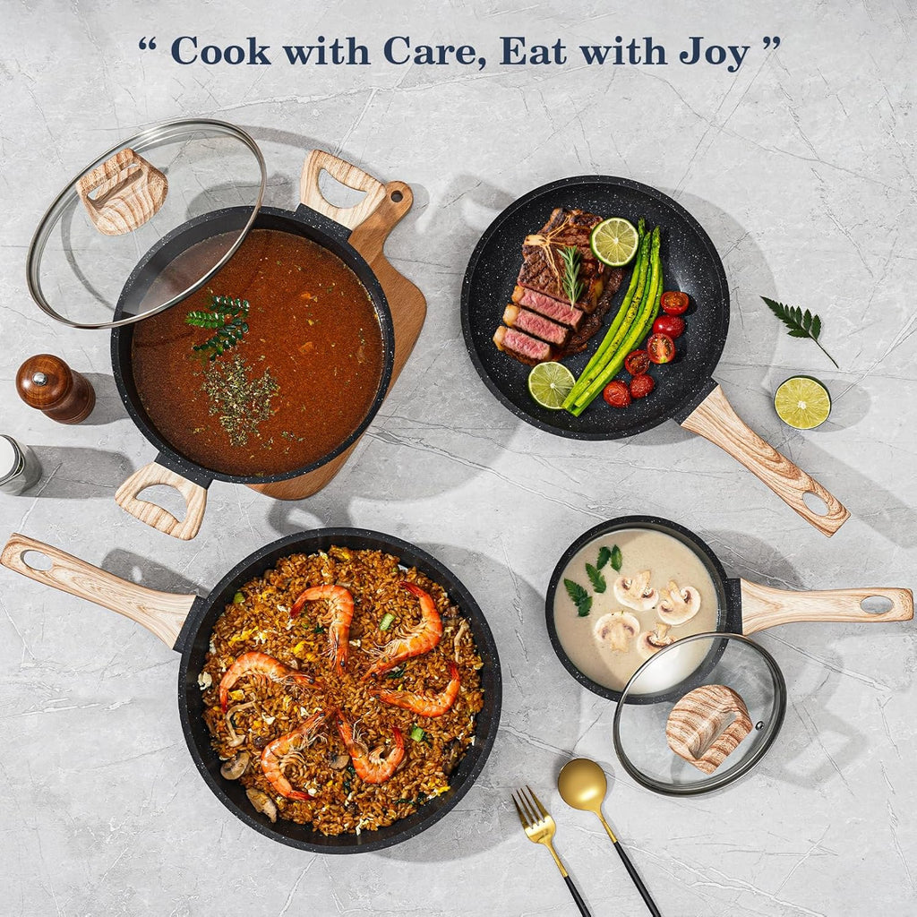 SODAY 12-Piece Healthy Granite Cookware Set(Toxin-Free & Non-Stick)