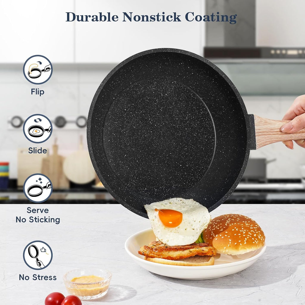SODAY 12-Piece Healthy Granite Cookware Set(Toxin-Free & Non-Stick)