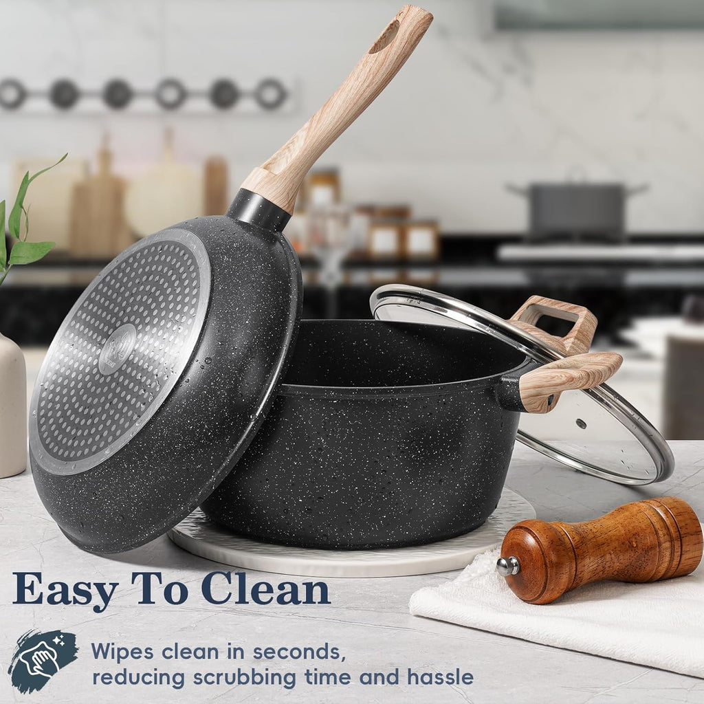 SODAY 12-Piece Healthy Granite Cookware Set(Toxin-Free & Non-Stick)
