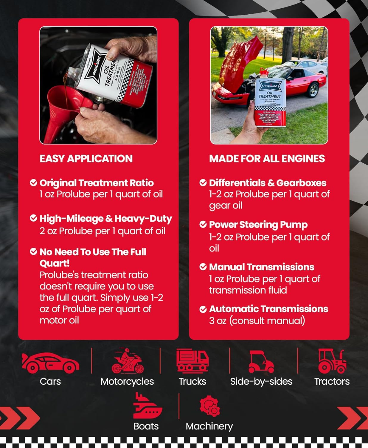 Prolube Oil Treatment | Reduces Friction & Fuel Consumption – Engine Protection for Cars, 4WDs, Boats & Trucks