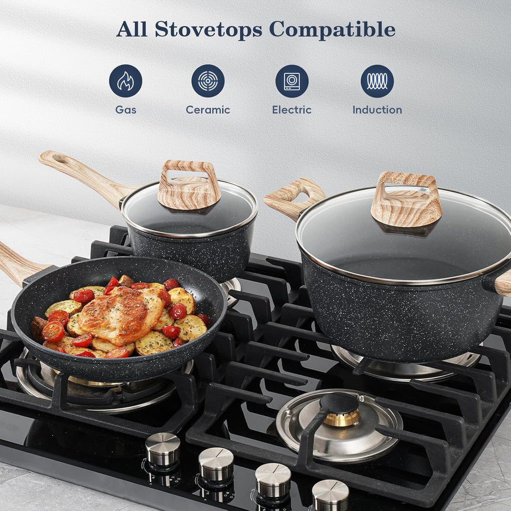 SODAY 12-Piece Healthy Granite Cookware Set(Toxin-Free & Non-Stick)