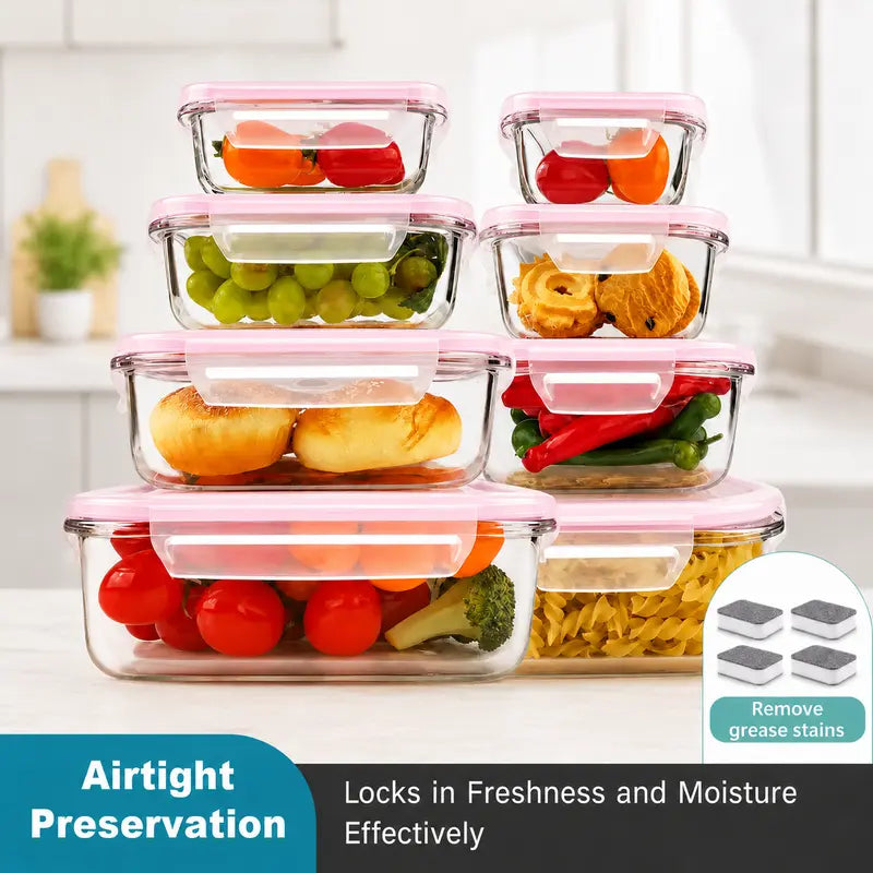 Premium Borosilicate Glass Food Storage Containers (8-Pack)