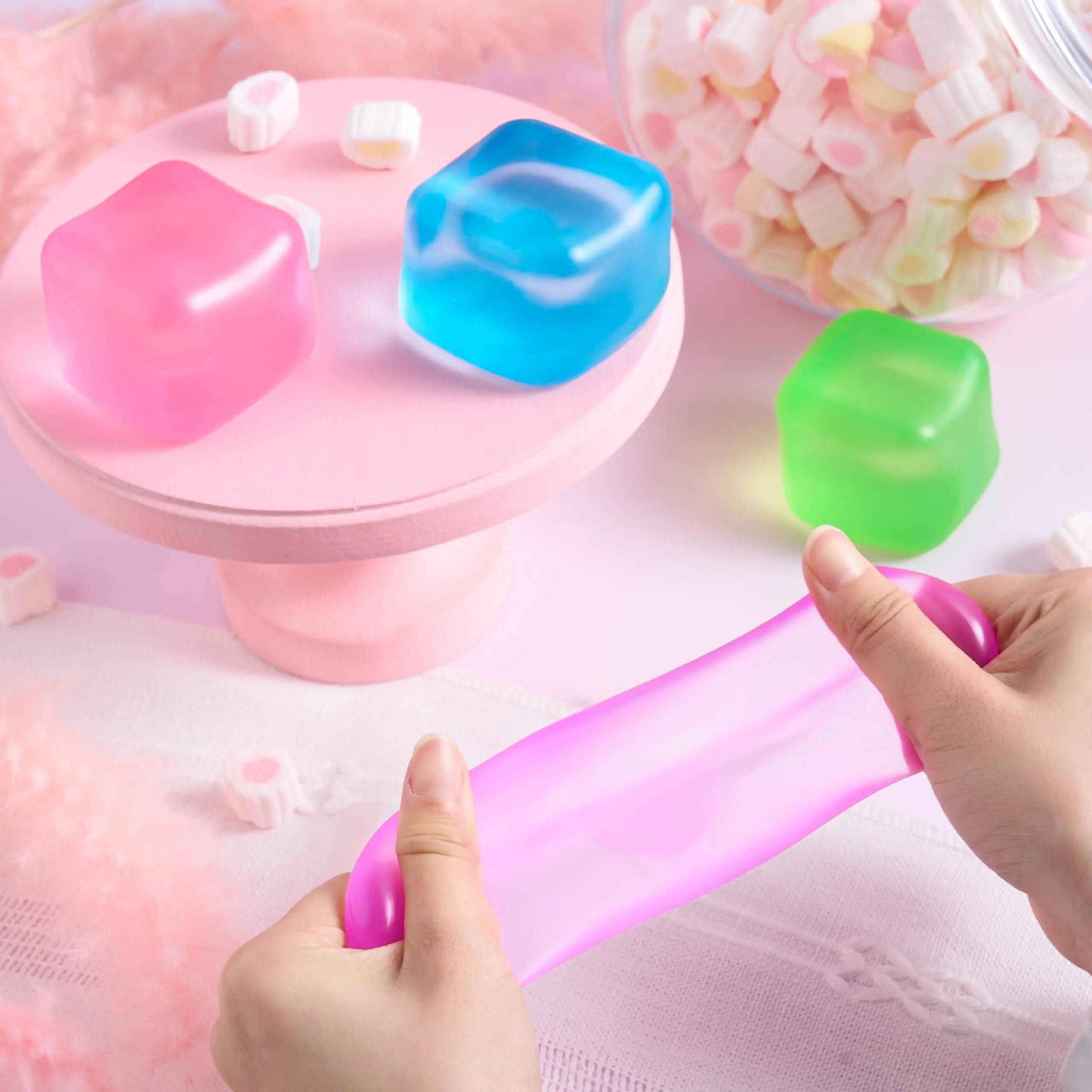 JOYIN 4-Pack Stress Cube Fidget Toy | High-Density Slow-Rise Sensory Squishy – Perfect for Kids & Adults, Great for Party Favours & Gifts