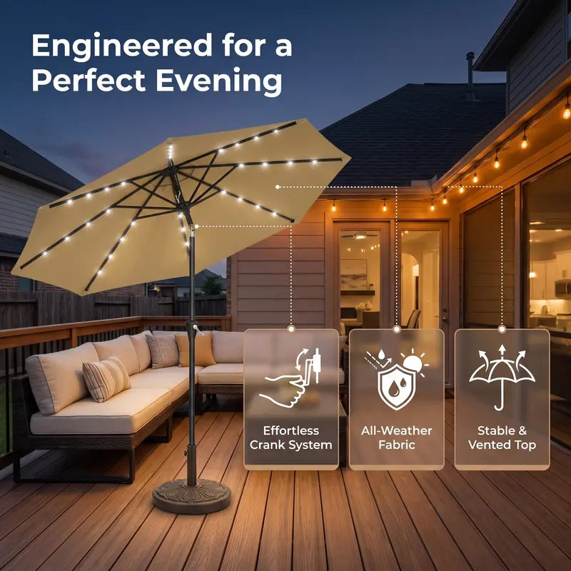 Garvee™ 10FT Solar LED Patio Umbrella (UPF 50+)